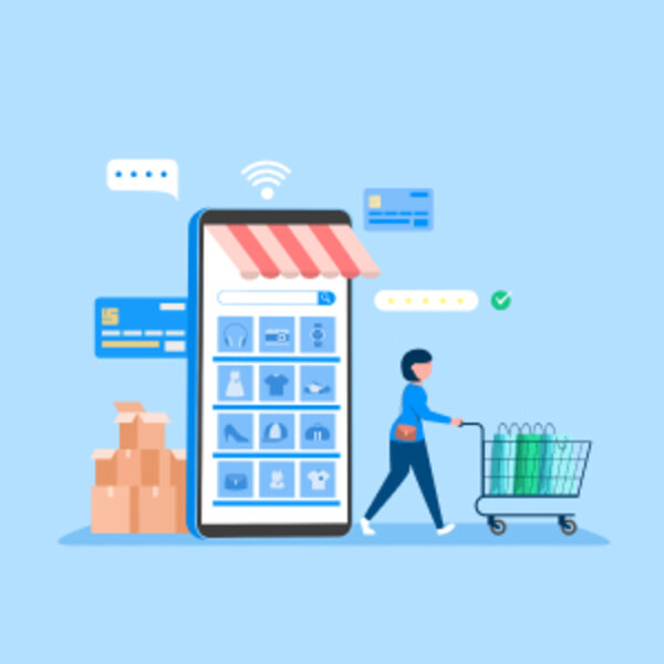 Online shopping on a phone